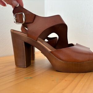 Eric Michael Tan Leather Block Heels